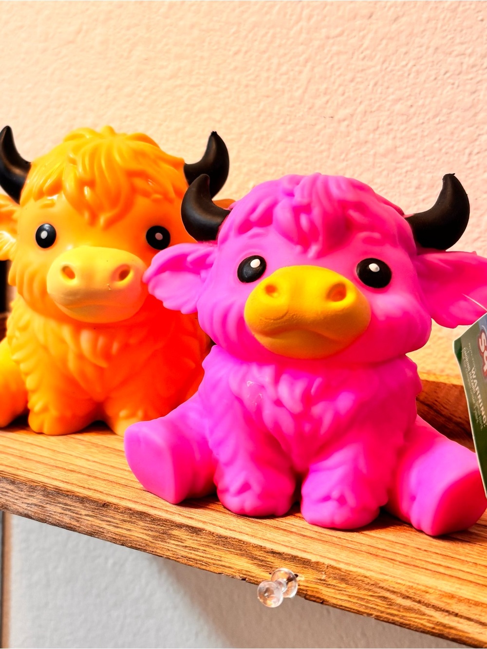 Sunny Days Squeeezy Highland Cow Squishy Fidget Toy Neon Pink & Orange Bundle